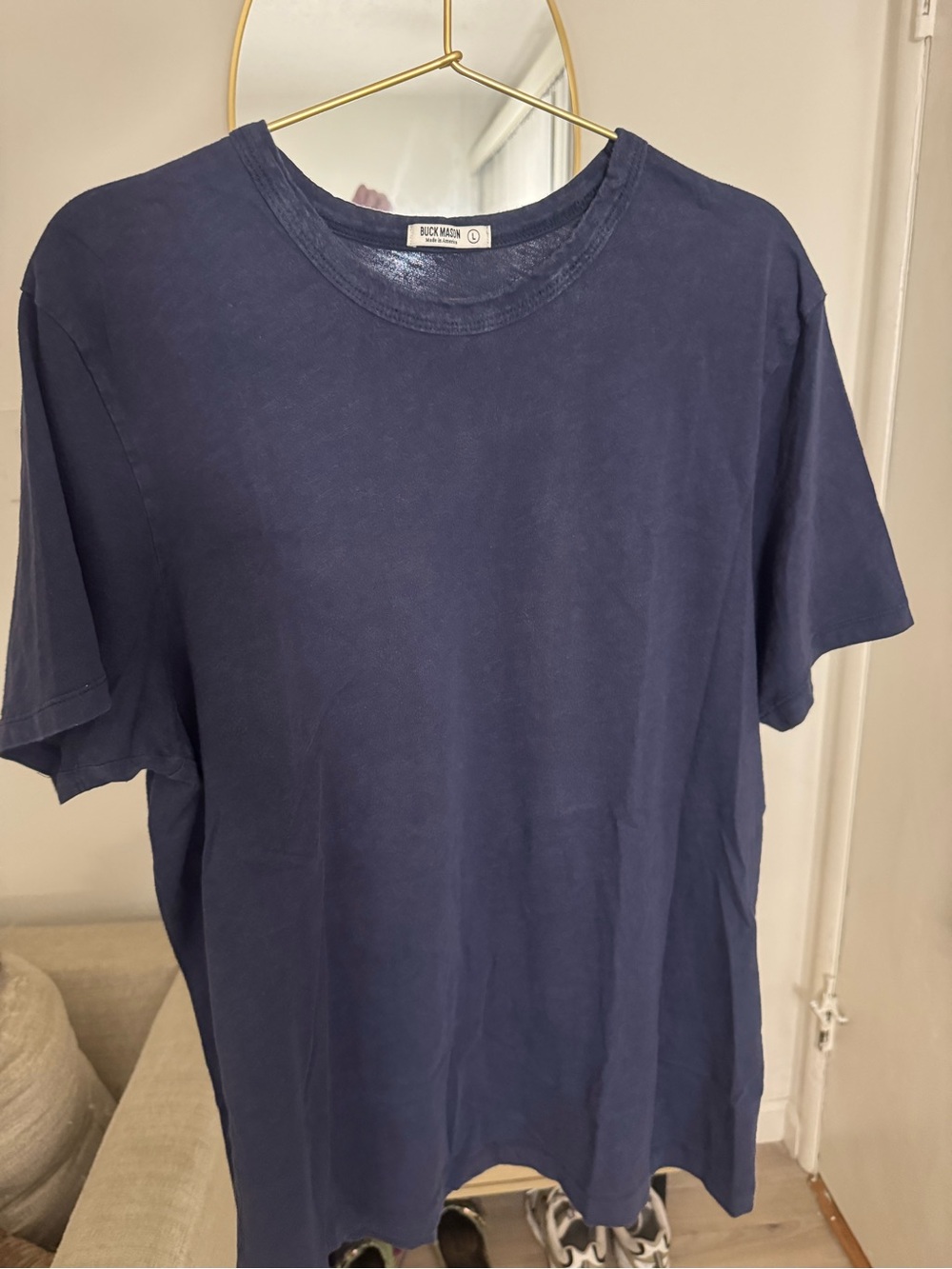 Buck Mason Short Sleeve Crewneck T-Shirt in Navy Blue